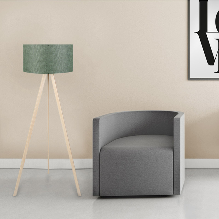 Φωτιστικό δαπέδου Rosling Mdf/ύφασμα Pvc χρώμα φυσικό/χακί 38x38x140εκ.