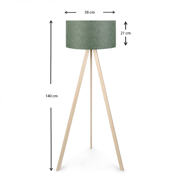 Φωτιστικό δαπέδου Rosling Mdf/ύφασμα Pvc χρώμα φυσικό/χακί 38x38x140εκ.