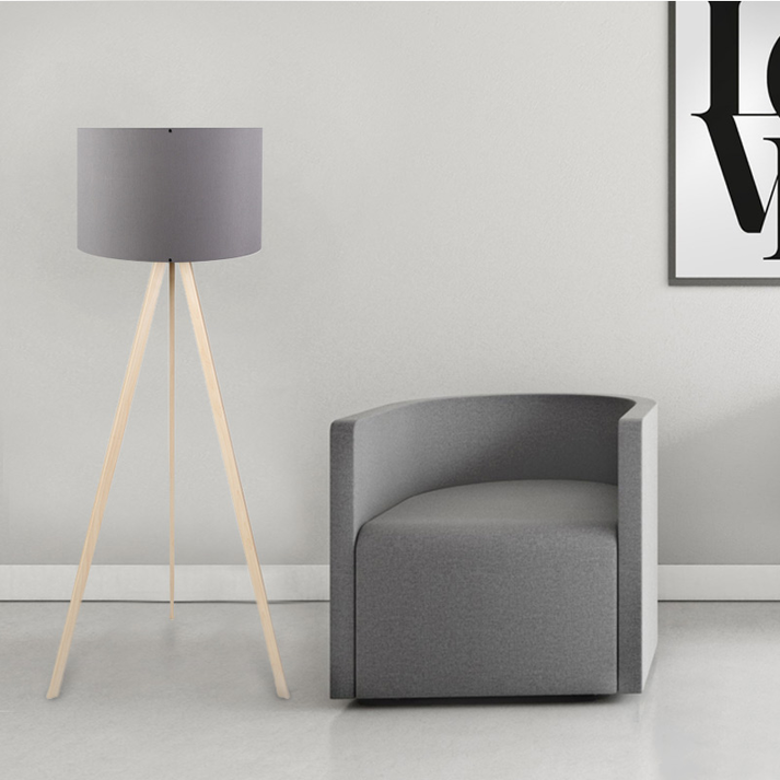 Φωτιστικό δαπέδου Rosling Mdf/ύφασμα Pvc χρώμα φυσικό/ανθρακί 38x21x140εκ.