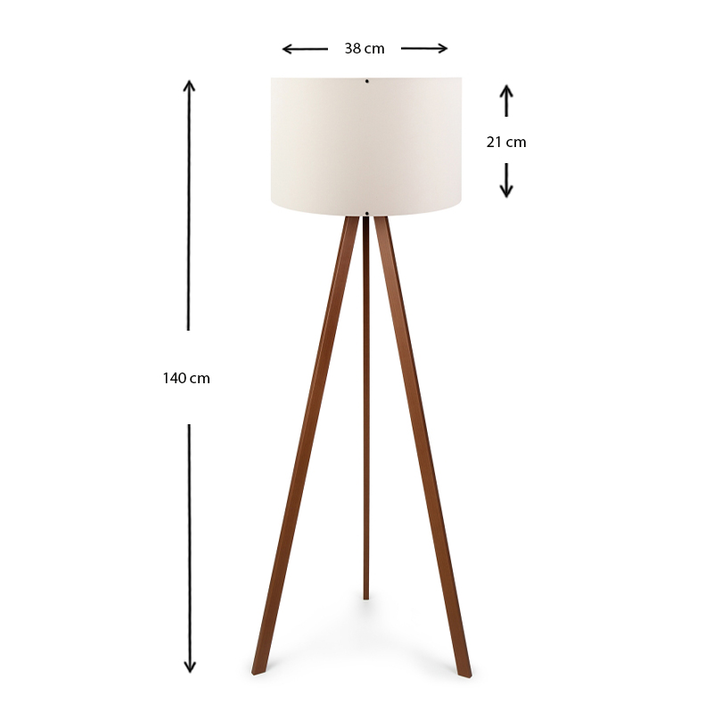 Φωτιστικό δαπέδου Rosling Mdf/ύφασμα Pvc χρώμα καρυδί/μπεζ 38x21x140εκ.