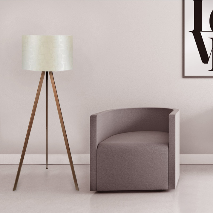 Φωτιστικό δαπέδου Rosling Mdf/ύφασμα Pvc χρώμα καρυδί/μπεζ 38x21x140εκ.