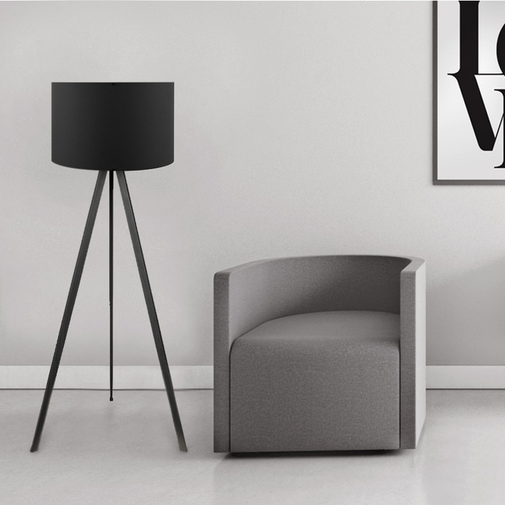 Φωτιστικό δαπέδου Rosling Mdf/ύφασμα Pvc χρώμα μαύρο 38x21x140εκ.