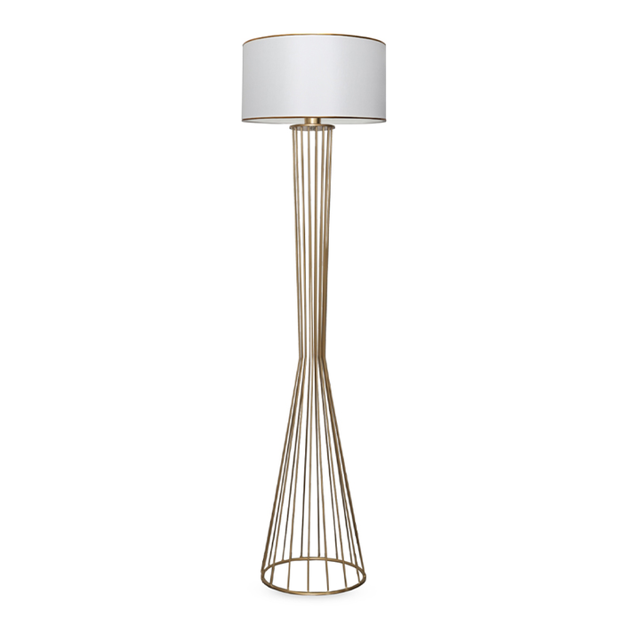 Φωτιστικό δαπέδου Clarke μέταλλο/ύφασμα χρώμα χρυσό/λευκό 38x21x155εκ.