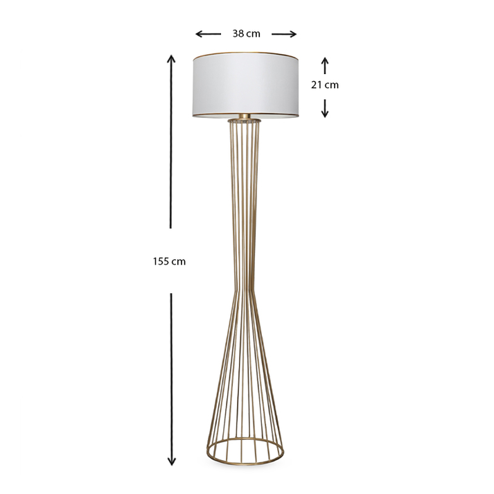 Φωτιστικό δαπέδου Clarke μέταλλο/ύφασμα χρώμα χρυσό/λευκό 38x21x155εκ.