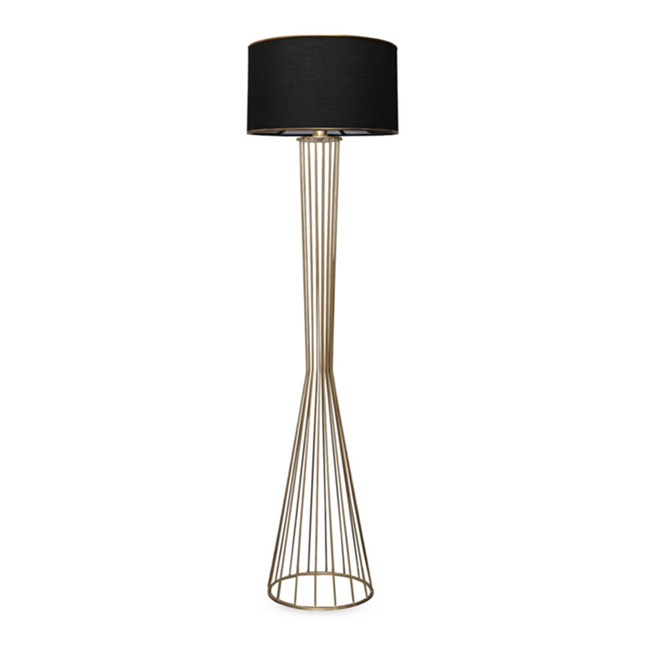 Φωτιστικό δαπέδου Clarke μέταλλο/ύφασμα χρώμα χρυσό/μαύρο 38x21x155εκ.