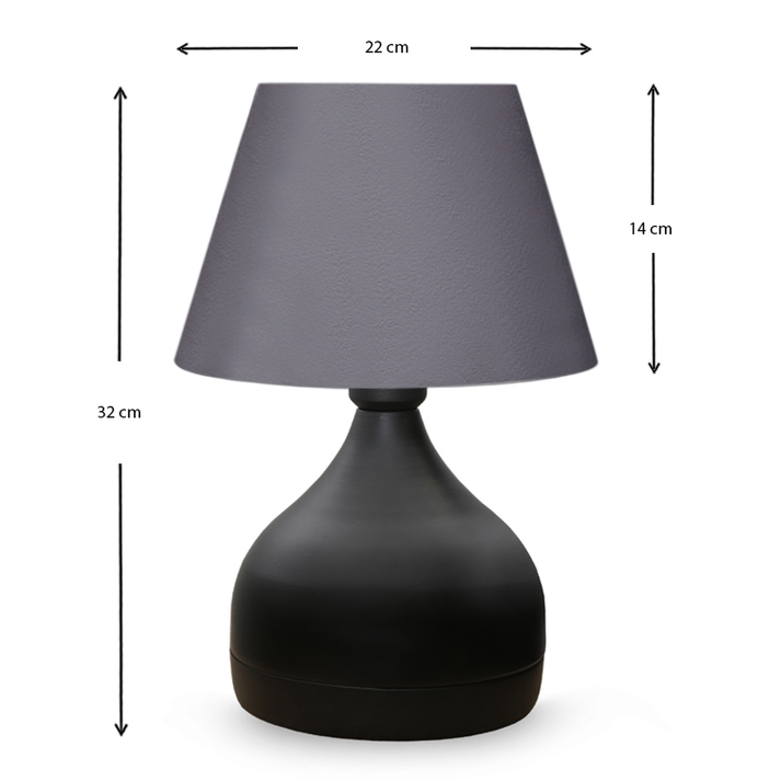 Φωτιστικό επιτραπέζιο Hubert ύφασμα/μέταλλο χρώμα γκρι/μαύρο 22x14x32εκ.