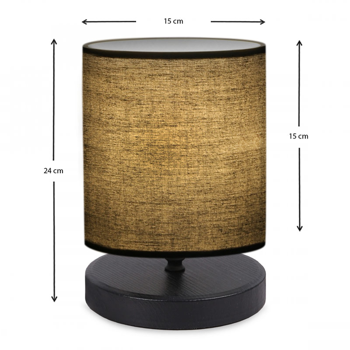 Φωτιστικό επιτραπέζιο Hassard ύφασμα/Mdf χρώμα μαύρο 15x16x22εκ.