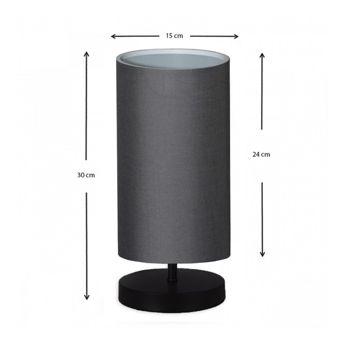 Φωτιστικό επιτραπέζιο Winkler ύφασμα/ξύλο/μέταλλο χρώμα ανθρακί/μαύρο 15x24x30εκ.