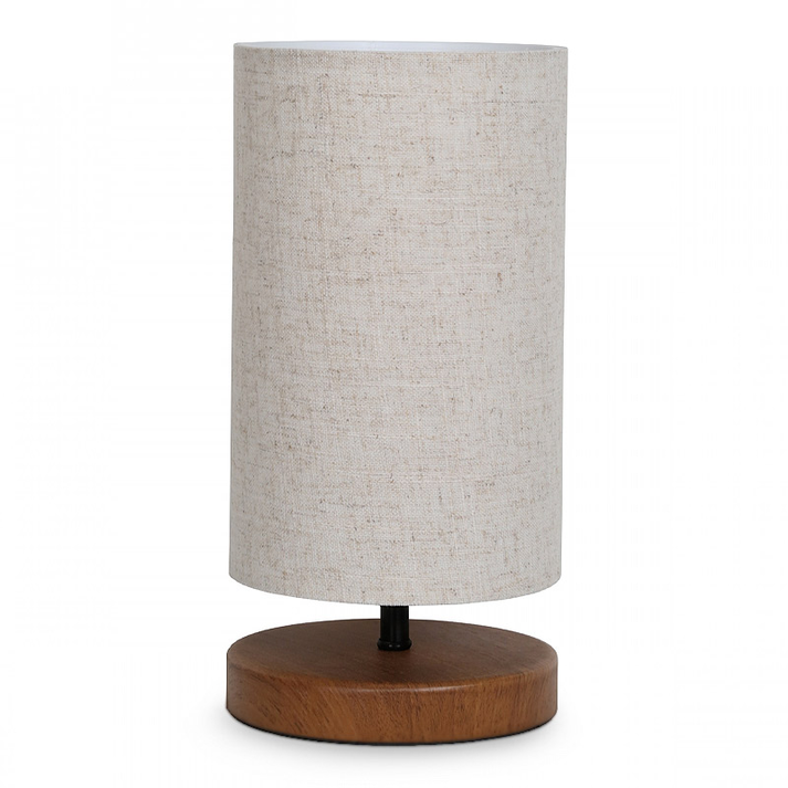 Φωτιστικό επιτραπέζιο Winkler wicker ύφασμα/ξύλο/μέταλλο χρώμα ανοιχτό καφέ 15x15x30εκ.