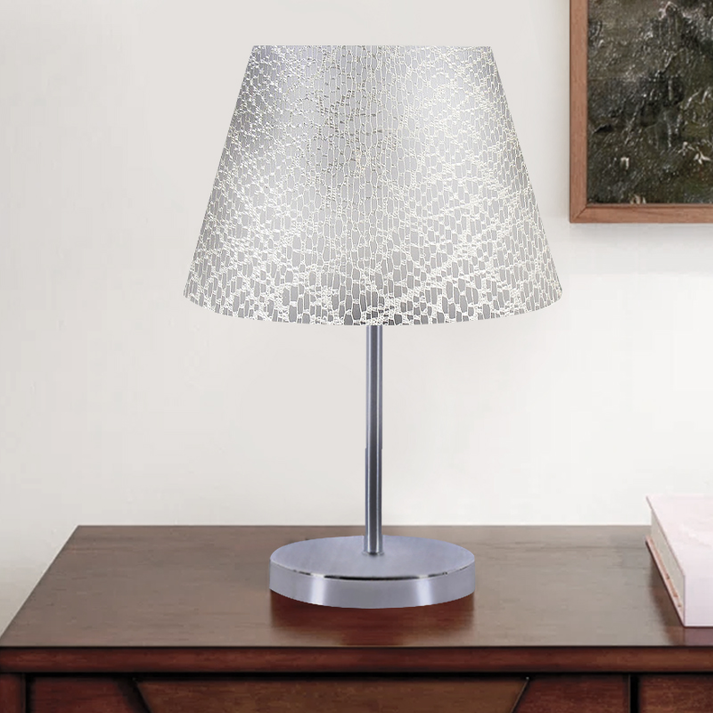 Φωτιστικό επιτραπέζιο Jules ύφασμα Pvc χρώμα λευκό/ασημί 22x17x37εκ.