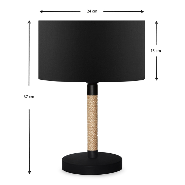 Φωτιστικό επιτραπέζιο Jean ύφασμα/σχοινί/χρώμιο χρώμα μαύρο/φυσικό 24x13x37εκ.