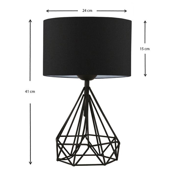Φωτιστικό επιτραπέζιο Christopher ύφασμα/μέταλλο χρώμα μαύρο 24x15x41εκ.