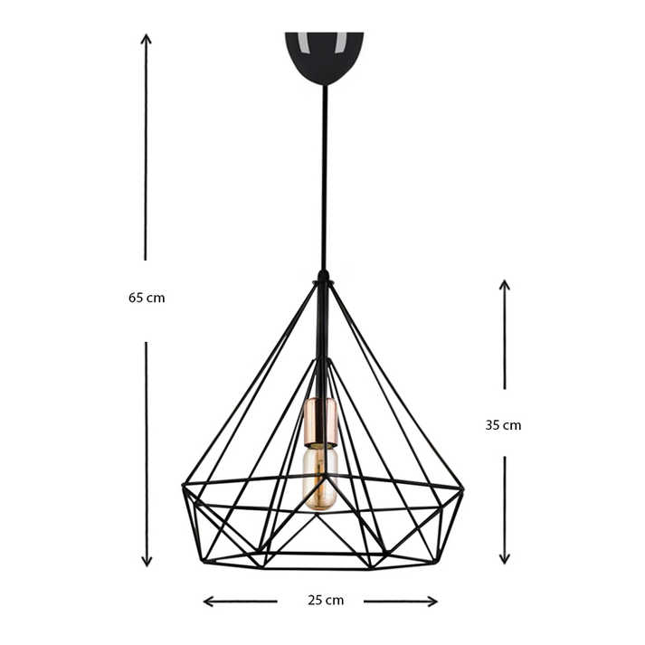 Φωτιστικό οροφής Donald μεταλλικό μονόφωτο χρώμα μαύρο 25x30x65εκ.