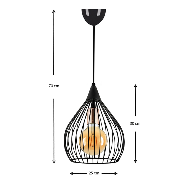 Φωτιστικό οροφής Koert μεταλλικό μονόφωτο χρώμα μαύρο 25x30x70εκ.