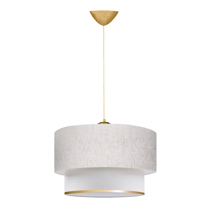 Φωτιστικό οροφής Barnhart υφασμάτινο μονόφωτο χρώμα λευκό/χρυσό 30x20x70εκ.