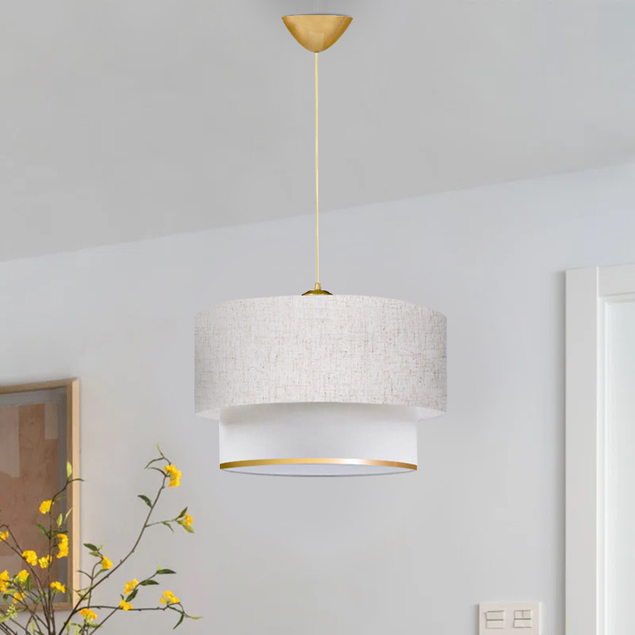 Φωτιστικό οροφής Barnhart υφασμάτινο μονόφωτο χρώμα λευκό/χρυσό 30x20x70εκ.