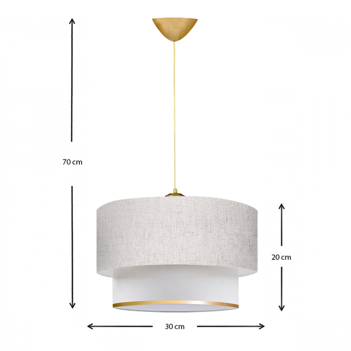 Φωτιστικό οροφής Barnhart υφασμάτινο μονόφωτο χρώμα λευκό/χρυσό 30x20x70εκ.