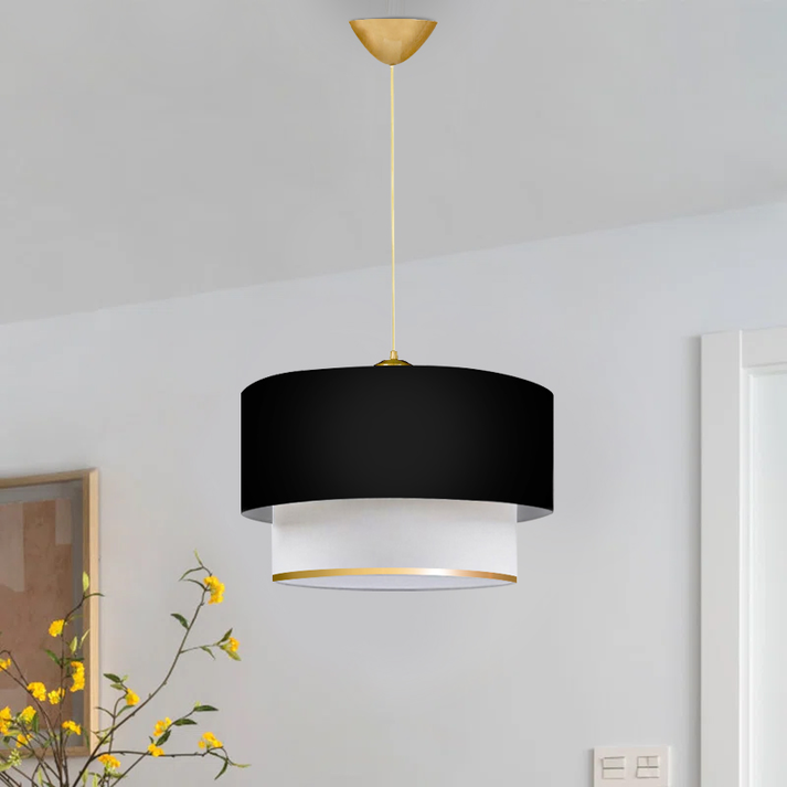 Φωτιστικό οροφής Barnhart υφασμάτινο μονόφωτο χρώμα μαύρο/χρυσό 30x20x70εκ.