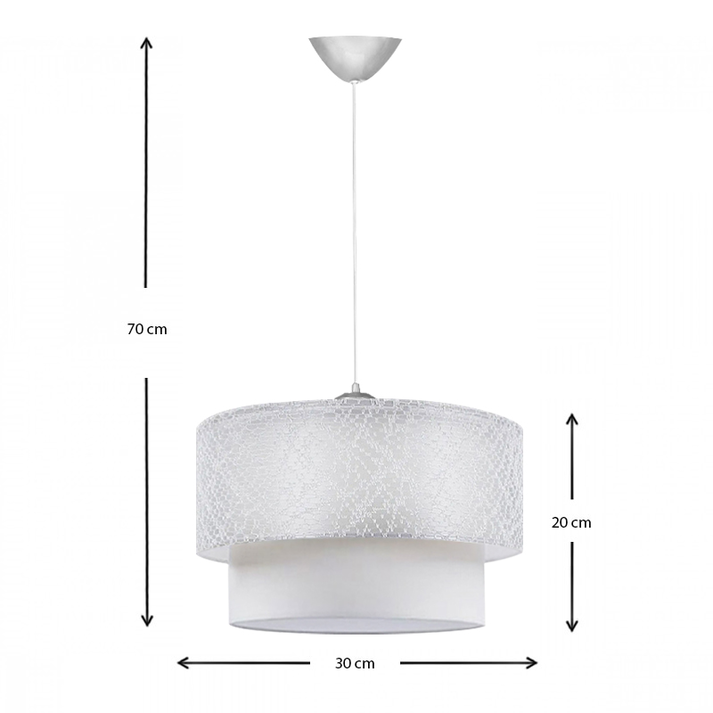 Φωτιστικό οροφής Barnhart υφασμάτινο μονόφωτο χρώμα λευκό 30x30x70εκ.