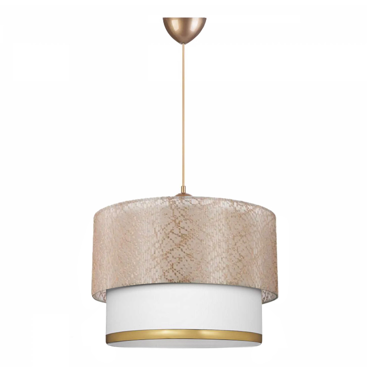 Φωτιστικό οροφής Barnhart υφασμάτινο μονόφωτο χρώμα χρυσό/κρεμ 30x20x70εκ.