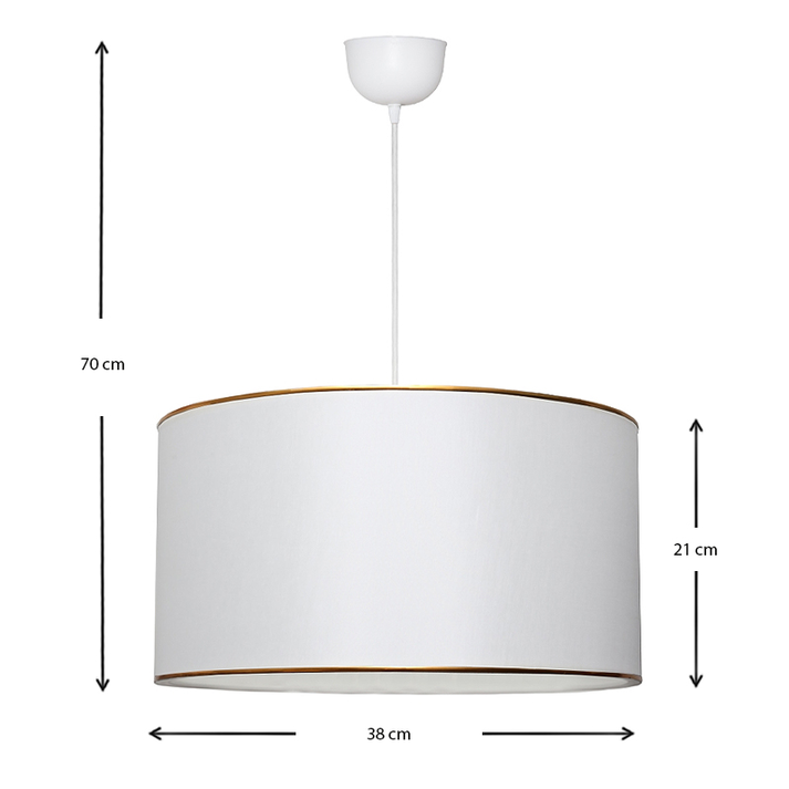 Φωτιστικό οροφής Alloy υφασμάτινο μονόφωτο χρώμα λευκό 38x20x70εκ.