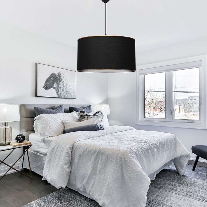 Φωτιστικό οροφής Alloy υφασμάτινο μονόφωτο χρώμα μαύρο 38x20x70εκ.