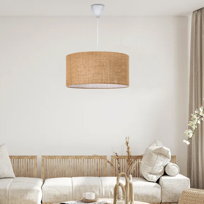 Φωτιστικό οροφής Monahan E27 γιούτα μονόφωτο χρώμα μπεζ 38x21x70εκ.