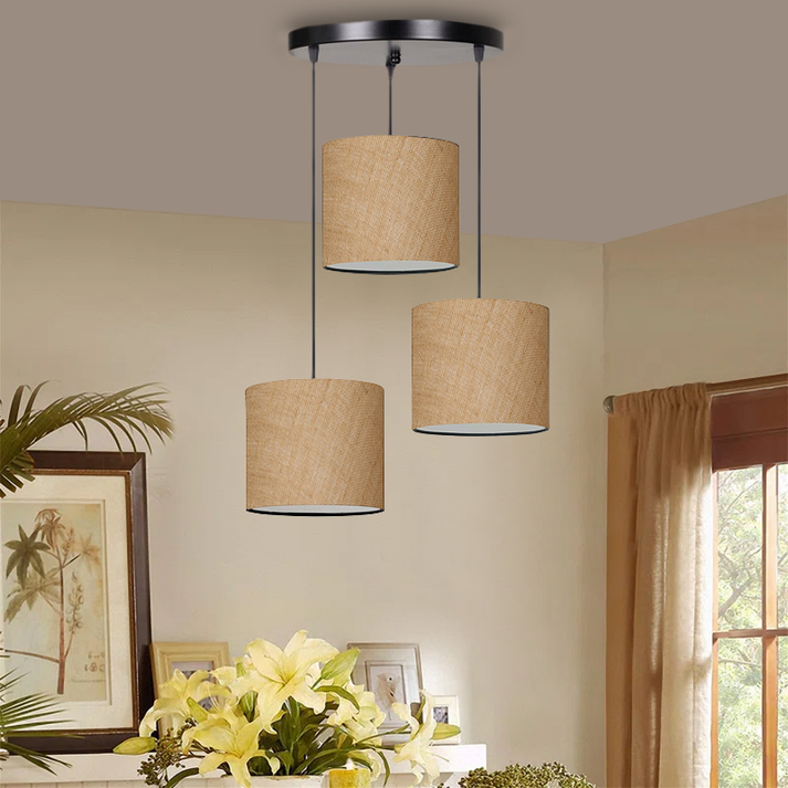 Φωτιστικό οροφής Rosie γιούτα ύφασμα τρίφωτο χρώμα φυσικό 15x15x90εκ.