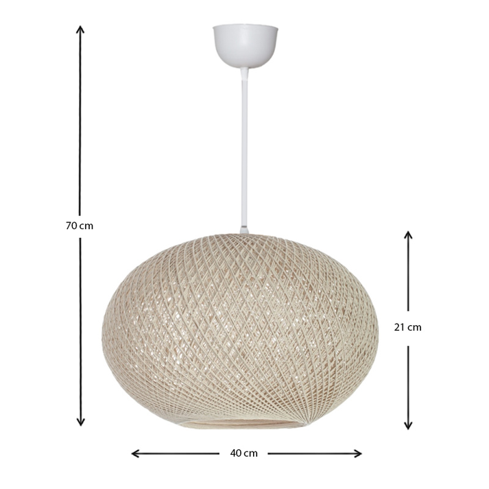 Φωτιστικό οροφής Gibson από σχοινί μονόφωτο χρώμα μπεζ 40x21x70εκ.