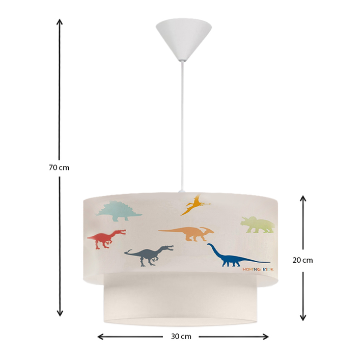 Φωτιστικό οροφής Goofy υφασμάτινο μονόφωτο με χαριτωμένα δεινοσαυράκια 30x20x70εκ.