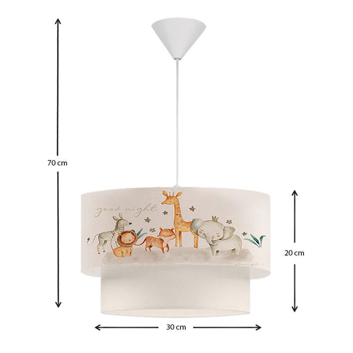 Φωτιστικό οροφής Goofy υφασμάτινο μονόφωτο με χαριτωμένα ζωάκια 30x20x70εκ.
