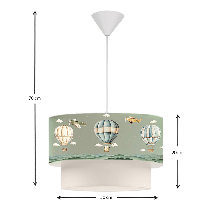 Φωτιστικό οροφής Goofy υφασμάτινο μονόφωτο με χαριτωμένα αερόστατα 30x20x70εκ.