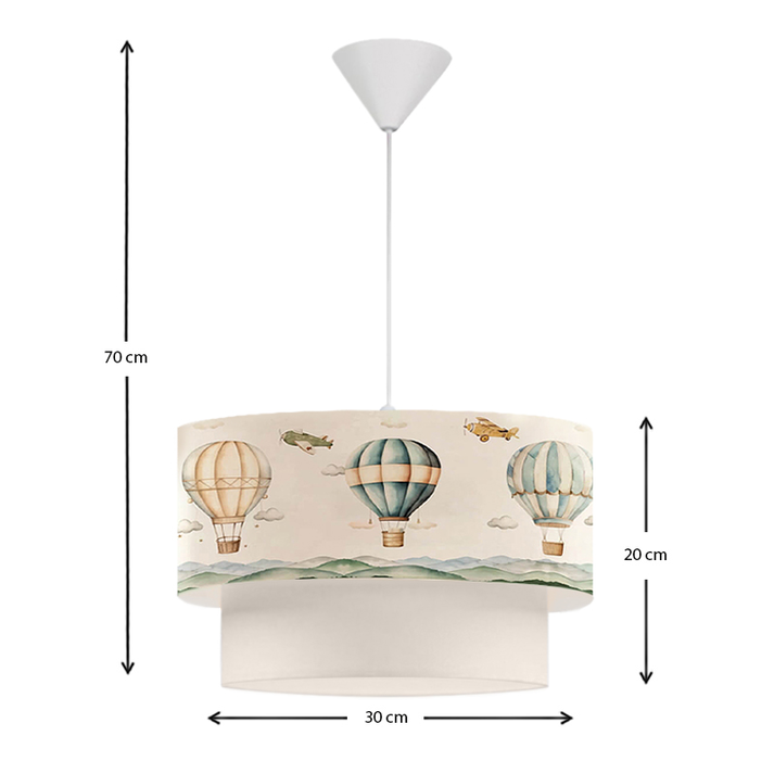 Φωτιστικό οροφής Goofy υφασμάτινο μονόφωτο με χαριτωμένα αερόστατα 30x20x70εκ.