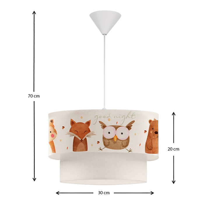 Φωτιστικό οροφής Goofy υφασμάτινο μονόφωτο με χαριτωμένα ζωάκια 30x20x70εκ.