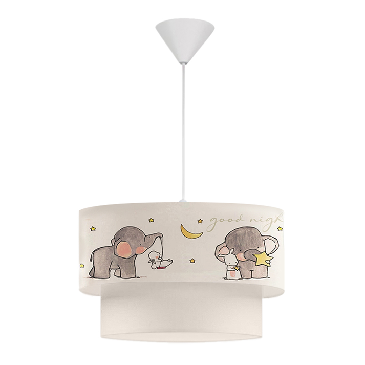 Φωτιστικό οροφής Goofy υφασμάτινο μονόφωτο με χαρούμενα ελεφαντάκια 30x20x70εκ.