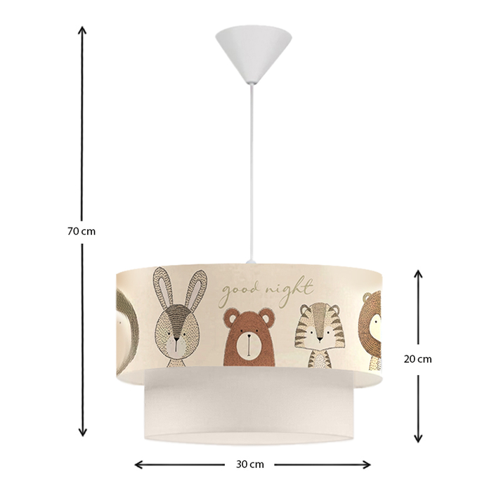 Φωτιστικό οροφής Goofy υφασμάτινο μονόφωτο με χαριτωμένα ζωάκια 30x20x70εκ.