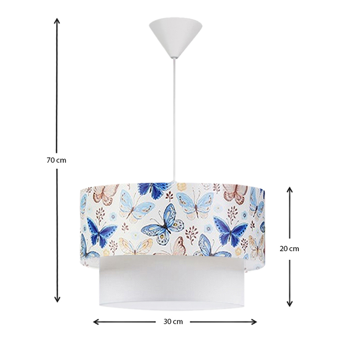 Φωτιστικό οροφής Goofy υφασμάτινο μονόφωτο με χαριτωμένες πεταλούδες 30x20x70εκ.