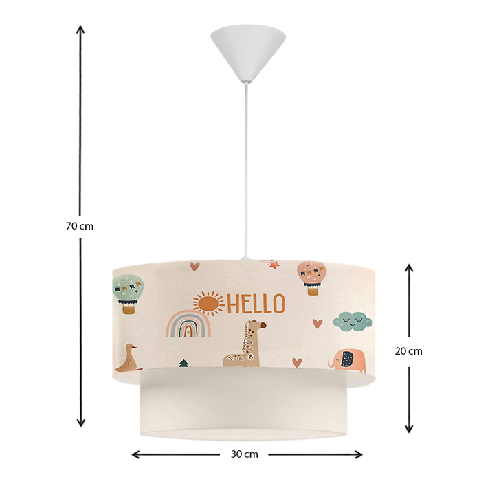 Φωτιστικό οροφής Goofy υφασμάτινο μονόφωτο με χαριτωμένα ζωάκια 30x20x70εκ.