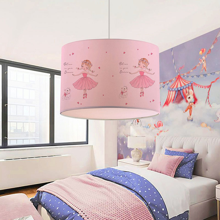 Φωτιστικό οροφής Goofy υφασμάτινο μονόφωτο με χαριτωμένες μπαλαρίνες 28x21x70εκ.