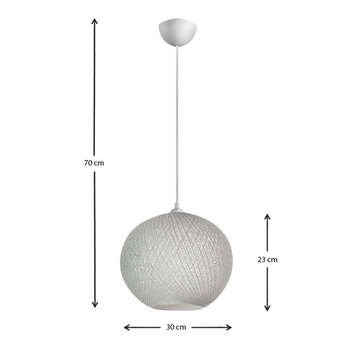 Φωτιστικό οροφής Gibson από σχοινί μονόφωτο χρώμα λευκό 30x23x70εκ.