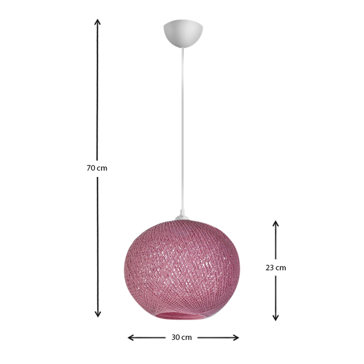 Φωτιστικό οροφής Gibson από σχοινί μονόφωτο χρώμα ροζ 30x23x70εκ.