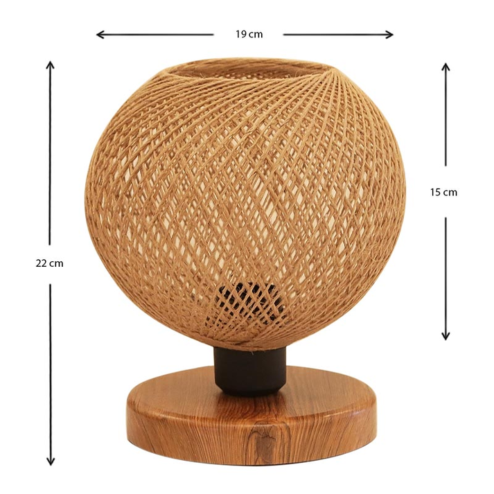 Φωτιστικό επιτραπέζιο Bonnie E27 κλωστή/Mdf χρώμα φυσικό/καφέ 19x15x22εκ.