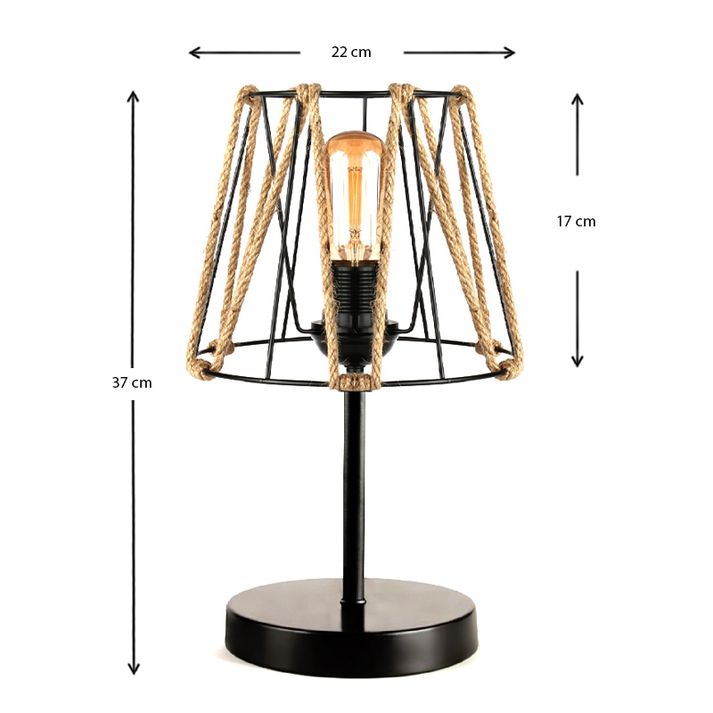 Φωτιστικό επιτραπέζιο Clancy E27 σχοινί/μεταλλικό χρώμα μαύρο 22x17x37εκ.