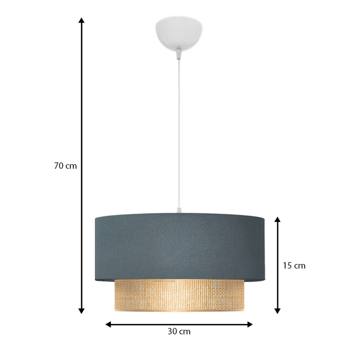 Φωτιστικό οροφής Lucifer E27 υφασμάτινο μονόφωτο χρώμα μπλε ανθρακί 30x15x70εκ.