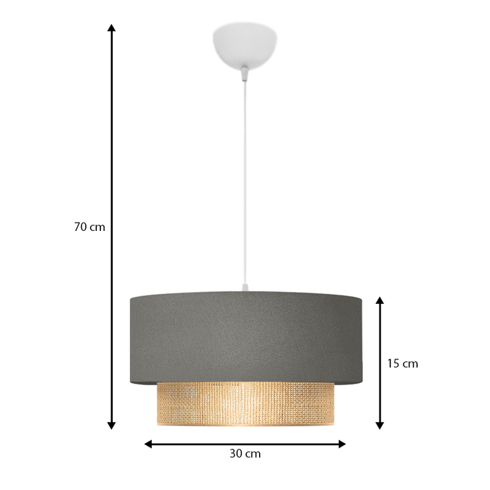 Φωτιστικό οροφής Lucifer E27 υφασμάτινο μονόφωτο χρώμα γκρι 30x15x70εκ.