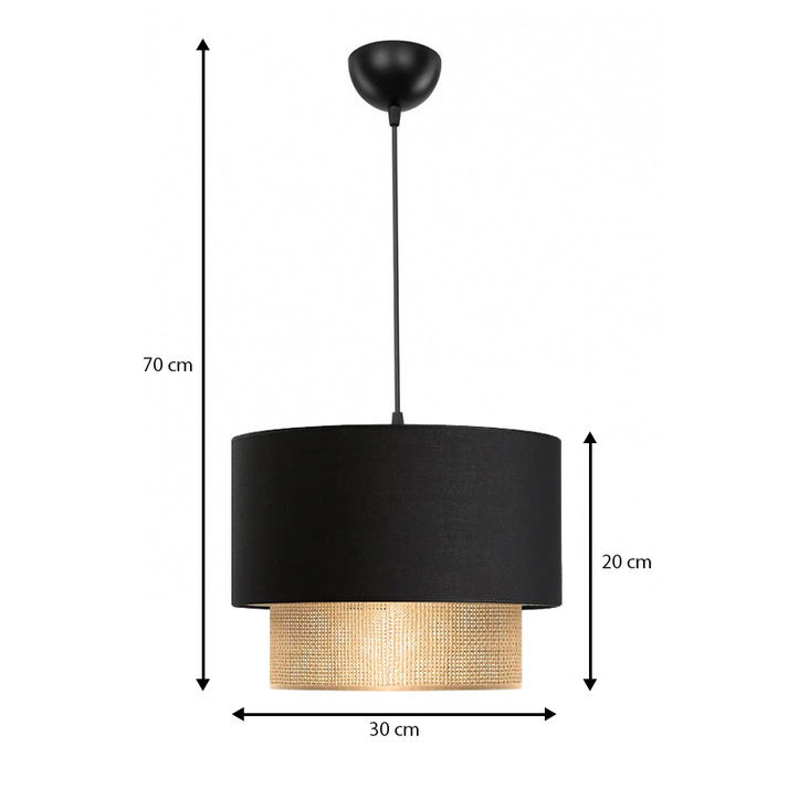 Φωτιστικό οροφής Lucifer E27 υφασμάτινο μονόφωτο χρώμα μαύρο 30x20x70εκ.