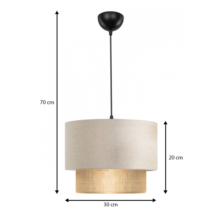 Φωτιστικό οροφής Lucifer E27 υφασμάτινο μονόφωτο χρώμα κρεμ 30x20x70εκ.