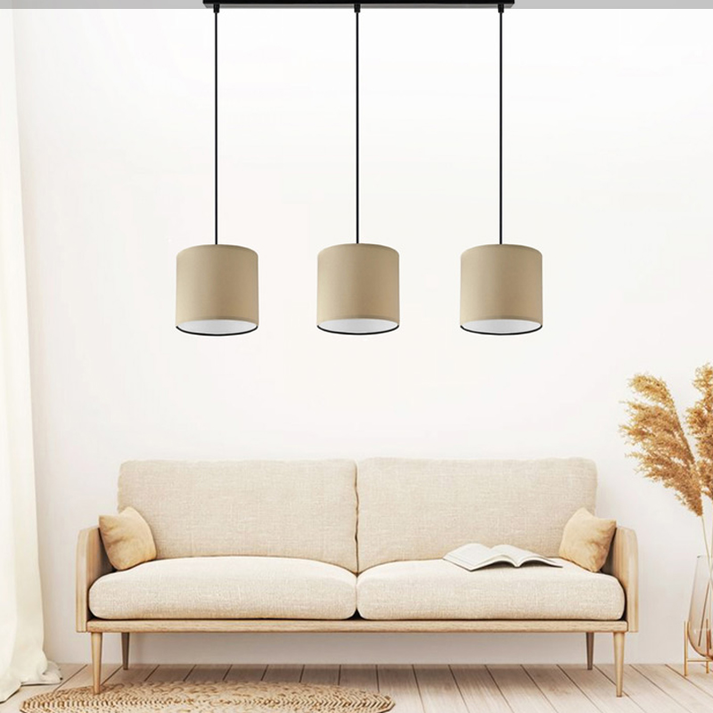 Φωτιστικό οροφής Morris E27 υφασμάτινο τρίφωτο χρώμα καφέ 55x15x70εκ.