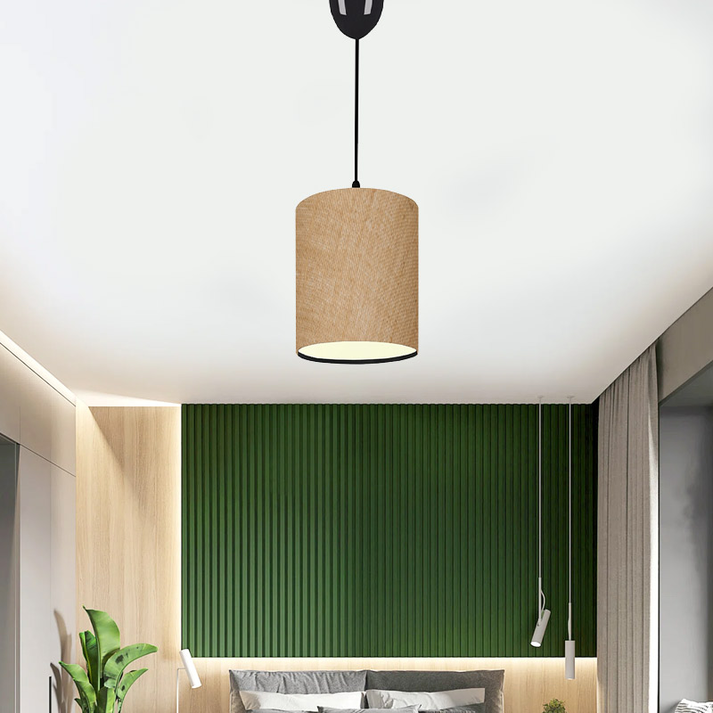 Φωτιστικό οροφής Layla Ε27 υφασμάτινο μονόφωτο χρώμα μπεζ 19x25x70εκ.