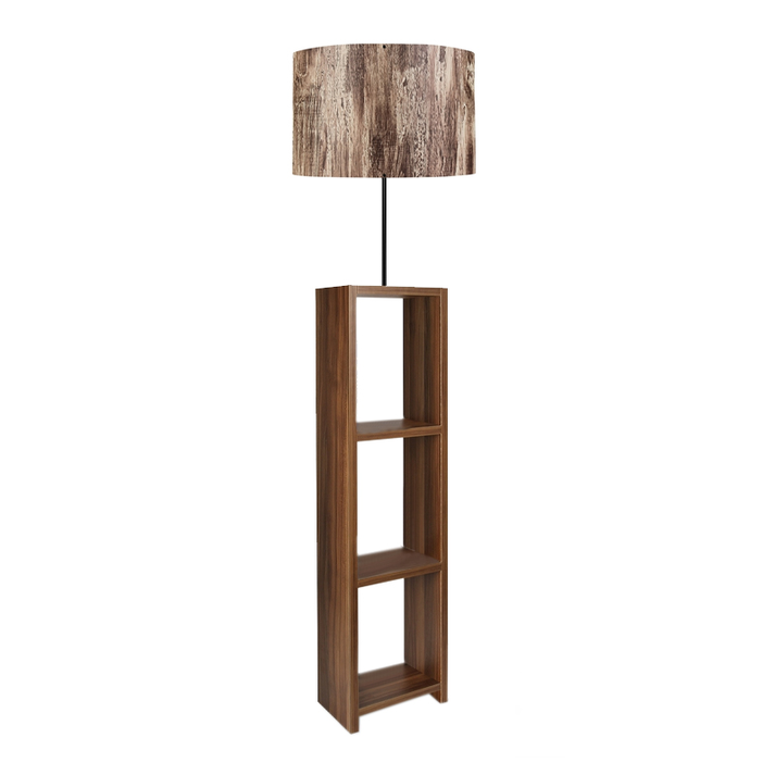 Φωτιστικό δαπέδου Launo υφασμάτινο Pvc/MDF χρώμα καφέ/καρυδί 38x38x150εκ.